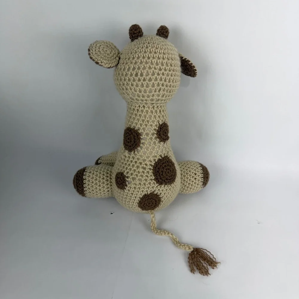 Handmade Crochet Giraffe Plush Amigurumi Stuffed Animal Tan Brown Safari Toy‎